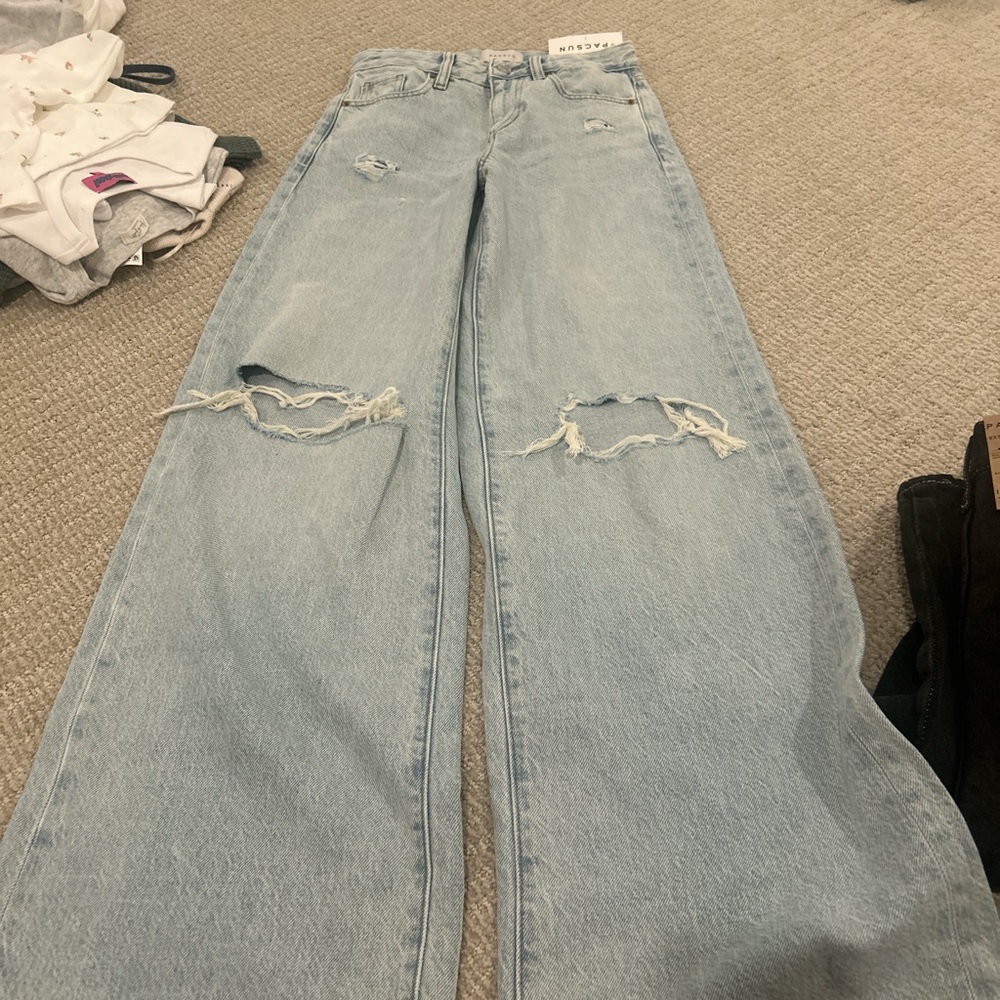 PacSun Light Blue Distressed Flare Jeans